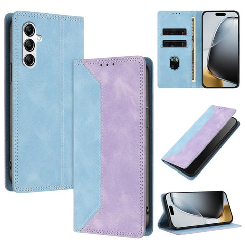 Skin Feel Two-tone RFID Blocking Vegan Leather Phone Case, For Galaxy A34 5G, For Galaxy A54 5G, For Galaxy A14 5G, For Galaxy A13 4G / 5G, For Galaxy M62 / F62 5G