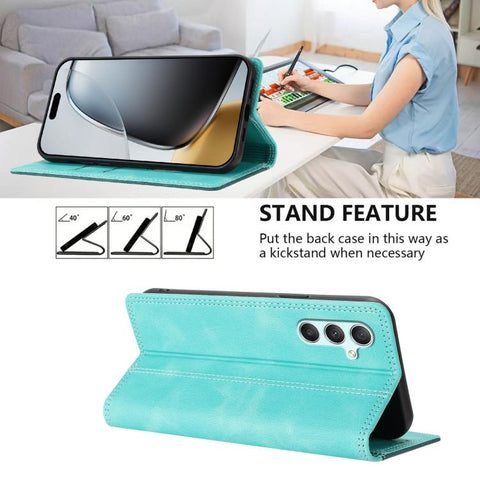 Skin Feel Two-tone RFID Blocking Vegan Leather Phone Case, For Galaxy A34 5G, For Galaxy A54 5G, For Galaxy A14 5G, For Galaxy A13 4G / 5G, For Galaxy M62 / F62 5G