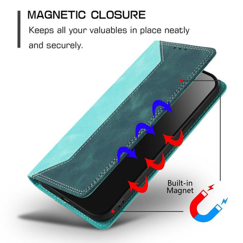 Skin Feel Two-tone RFID Blocking Vegan Leather Phone Case, For Galaxy A34 5G, For Galaxy A54 5G, For Galaxy A14 5G, For Galaxy A13 4G / 5G, For Galaxy M62 / F62 5G