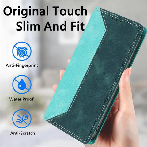 Skin Feel Two-tone RFID Blocking Vegan Leather Phone Case, For Galaxy A34 5G, For Galaxy A54 5G, For Galaxy A14 5G, For Galaxy A13 4G / 5G, For Galaxy M62 / F62 5G