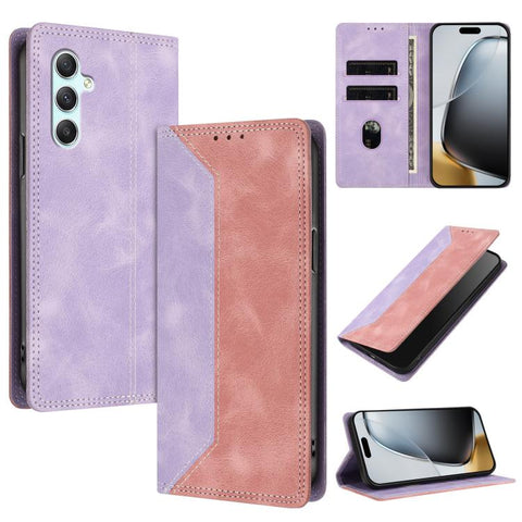 Skin Feel Two-tone RFID Blocking Vegan Leather Phone Case, For Galaxy A34 5G, For Galaxy A54 5G, For Galaxy A14 5G, For Galaxy A13 4G / 5G, For Galaxy M62 / F62 5G