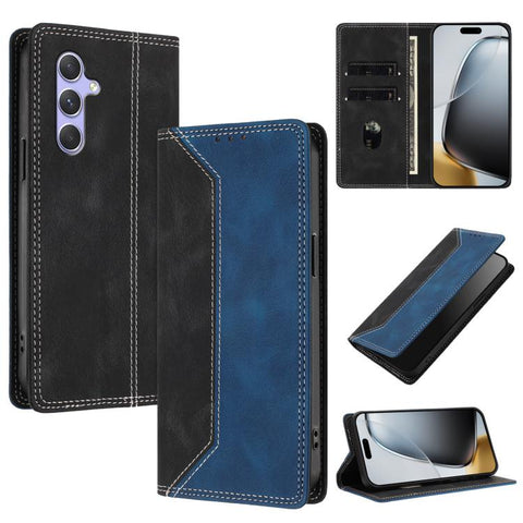 Skin Feel Two-tone RFID Blocking Vegan Leather Phone Case, For Galaxy A34 5G, For Galaxy A54 5G, For Galaxy A14 5G, For Galaxy A13 4G / 5G, For Galaxy M62 / F62 5G