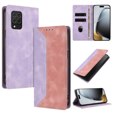Skin Feel Two-tone RFID Blocking Vegan Leather Phone Case, For Galaxy A34 5G, For Galaxy A54 5G, For Galaxy A14 5G, For Galaxy A13 4G / 5G, For Galaxy M62 / F62 5G