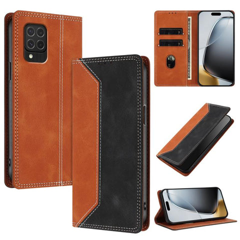 Skin Feel Two-tone RFID Blocking Vegan Leather Phone Case, For Galaxy A34 5G, For Galaxy A54 5G, For Galaxy A14 5G, For Galaxy A13 4G / 5G, For Galaxy M62 / F62 5G
