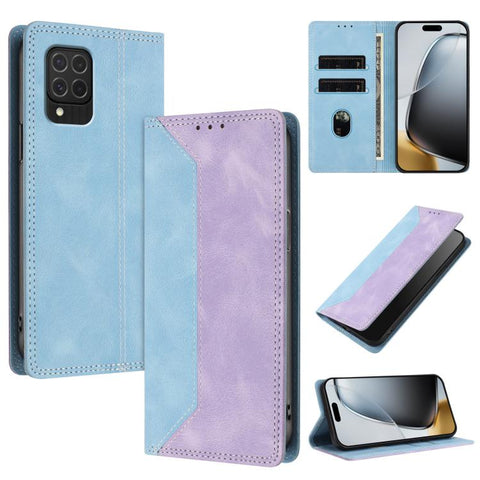 Skin Feel Two-tone RFID Blocking Vegan Leather Phone Case, For Galaxy A34 5G, For Galaxy A54 5G, For Galaxy A14 5G, For Galaxy A13 4G / 5G, For Galaxy M62 / F62 5G