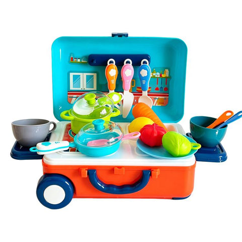 Simulation Plastic Pretend Play Pull Rod Box, Tools, Kitchen, Doctors, Beauty