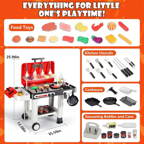 42pcs / Set Electric Sound and Light Spray Children Pretend Simulation Barbecue Grill Toy Set