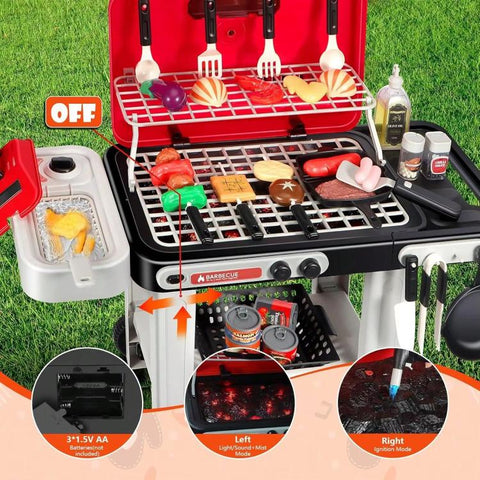 42pcs / Set Electric Sound and Light Spray Children Pretend Simulation Barbecue Grill Toy Set