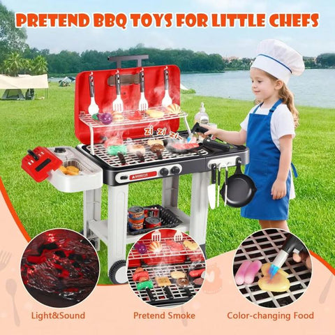 42pcs / Set Electric Sound and Light Spray Children Pretend Simulation Barbecue Grill Toy Set