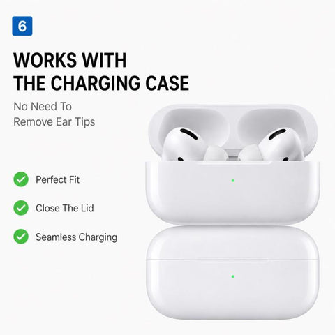 XDcase 5 Pairs Replacement Silicone Ear Tips Kit, L/M/S/XS/XXS Size, For AirPods Pro 3