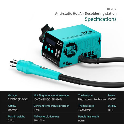 RF4 RF-H2 Lead-free ESD BGA Hot Air Soldering Rework Station for Phone Desoldering Repair, RF-H2