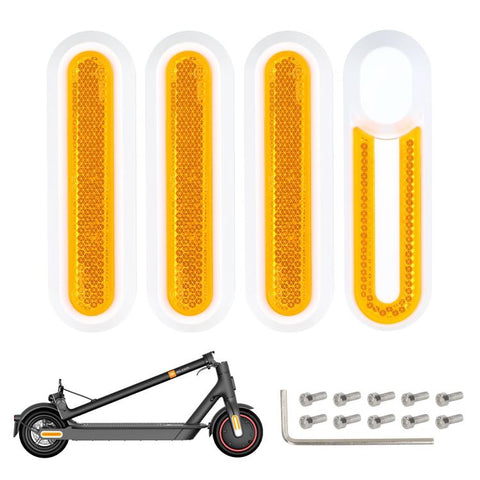 4 in 1 Electric Scooter Wheel Decorative Side Cover Plastic Block Reflective Strip with Screws, For Xiaomi Mijia M365 Pro / Pro 2 / 1S