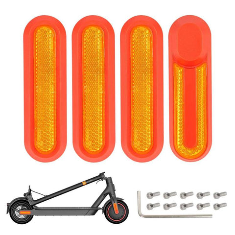 4 in 1 Electric Scooter Wheel Decorative Side Cover Plastic Block Reflective Strip with Screws, For Xiaomi Mijia M365 Pro / Pro 2 / 1S