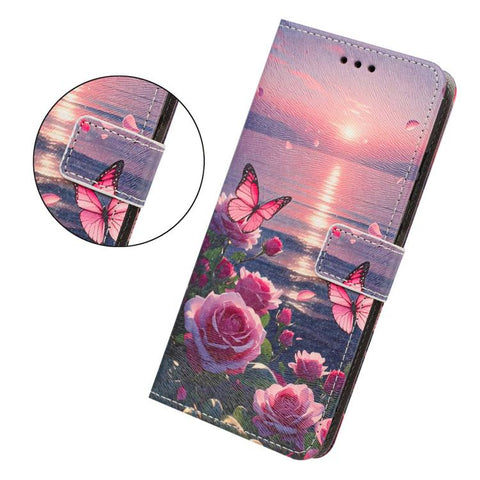 Painted Pattern Vegan Leather Phone Case with Strap, For Galaxy A05, For Galaxy A05s, For Galaxy A15 / A15 5G, For Galaxy A55 5G, For Galaxy A35 5G, For Galaxy A25 5G