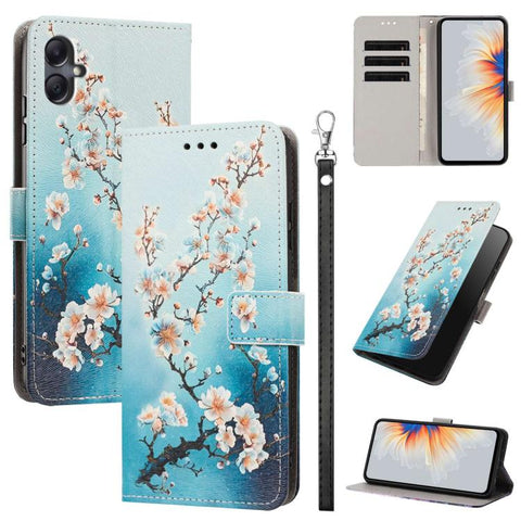 Painted Pattern Vegan Leather Phone Case with Strap, For Galaxy A57 5G, For Galaxy A37 5G / A36 5G, For Galaxy A27 5G, For Galaxy A17 5G/4G, For Galaxy A07 4G/5G, For Galaxy A56 5G