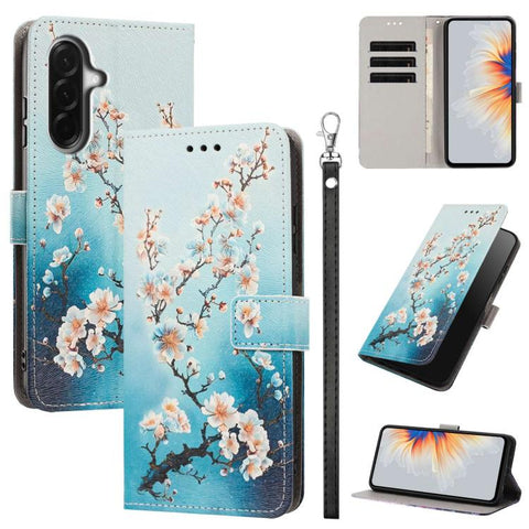 Painted Pattern Vegan Leather Phone Case with Strap, For Galaxy A57 5G, For Galaxy A37 5G / A36 5G, For Galaxy A27 5G, For Galaxy A17 5G/4G, For Galaxy A07 4G/5G, For Galaxy A56 5G