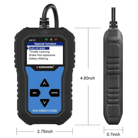 KONNWEI KW350 OBDII 12V Car Diagnostics Detector Scanner with 2 inch Black And White Display Screen V007 for Audi / Volkswagen, KW350