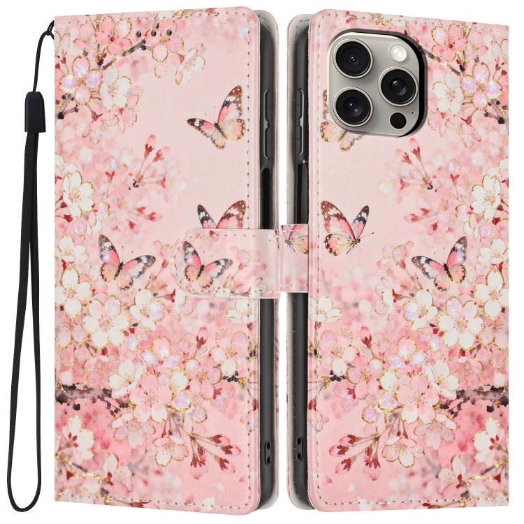 Colorful Painting Vegan Leather Phone Case with Lanyard, For iPhone 15 Pro, For iPhone 15 Plus, For iPhone 15