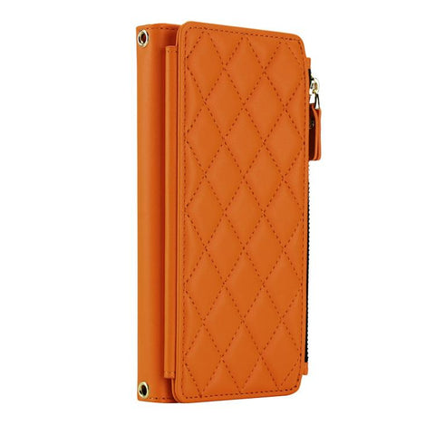Crossbody Diamond 9 Card Slots Zipper Bag Vegan Leather Phone Case, For Galaxy A36 / A37 / A56 5G