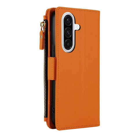 Crossbody Diamond 9 Card Slots Zipper Bag Vegan Leather Phone Case, For Galaxy A36 / A37 / A56 5G