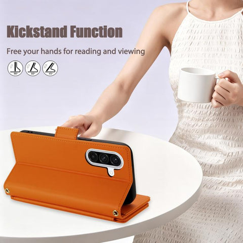 Crossbody Diamond 9 Card Slots Zipper Bag Vegan Leather Phone Case, For Galaxy A36 / A37 / A56 5G