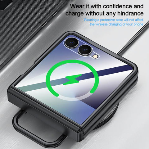 Integrated Matte Skin Feel Phone Case with Ring Holder, For Galaxy Z Flip7 5G