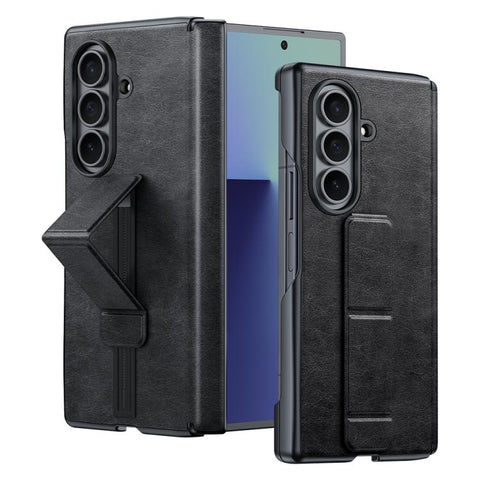 Wristband Holder Vegan Leather Phone Case, For Galaxy Z Fold7 5G
