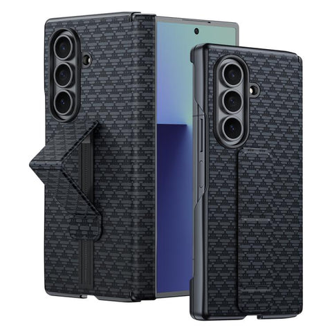 Wristband Holder Vegan Leather Phone Case, For Galaxy Z Fold7 5G