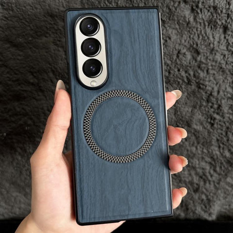 Wood Grain Magnetic PC Shockproof Phone Case, For Galaxy Z Fold7 5G, For Galaxy Z Fold6, For Galaxy Z Fold5, For Galaxy Z Fold4, For Galaxy Z Fold3 5G