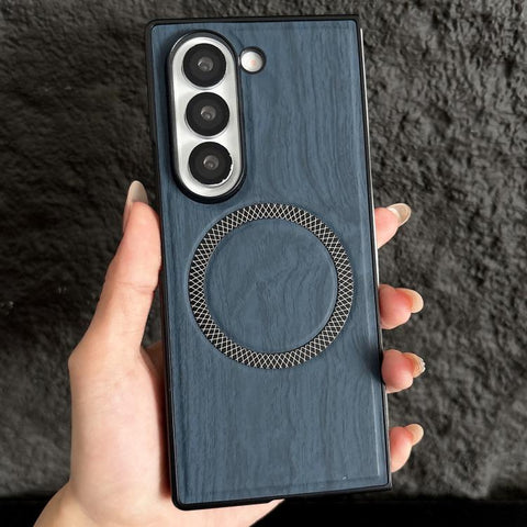 Wood Grain Magnetic PC Shockproof Phone Case, For Galaxy Z Fold7 5G, For Galaxy Z Fold6, For Galaxy Z Fold5, For Galaxy Z Fold4, For Galaxy Z Fold3 5G