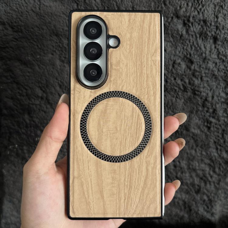 Wood Grain Magnetic PC Shockproof Phone Case, For Galaxy Z Fold7 5G, For Galaxy Z Fold6, For Galaxy Z Fold5, For Galaxy Z Fold4, For Galaxy Z Fold3 5G