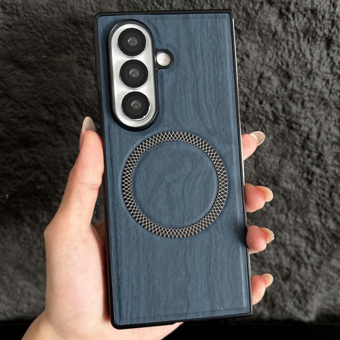Wood Grain Magnetic PC Shockproof Phone Case, For Galaxy Z Fold7 5G, For Galaxy Z Fold6, For Galaxy Z Fold5, For Galaxy Z Fold4, For Galaxy Z Fold3 5G