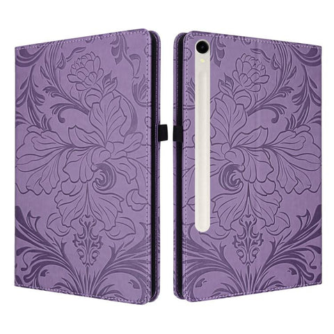 Floral Embossed Pattern Vegan Leather Tablet Case, For Galaxy Tab S10 Lite, For Galaxy Tab S10 / S9 FE, For Galaxy Tab S10 FE+, For Galaxy Tab S9 FE+/S10+/S9+, For Galaxy Tab A9+, For Galaxy Tab A9, For Galaxy Tab A7 Lite 8.4 inch                      ...