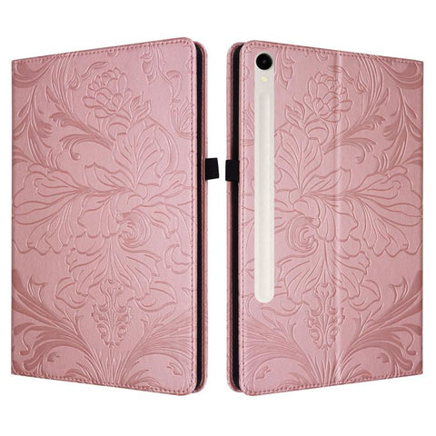 Floral Embossed Pattern Vegan Leather Tablet Case, For Galaxy Tab S10 Lite, For Galaxy Tab S10 / S9 FE, For Galaxy Tab S10 FE+, For Galaxy Tab S9 FE+/S10+/S9+, For Galaxy Tab A9+, For Galaxy Tab A9, For Galaxy Tab A7 Lite 8.4 inch                      ...