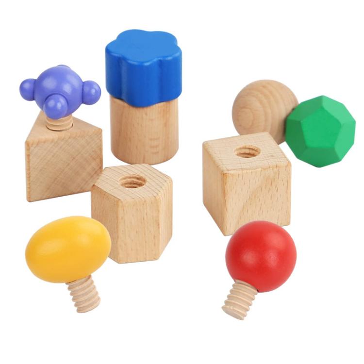 Kid Wooden Screw Matching Game Montessori Nut Bolt Disassembly Toy, Shape, Five-pin