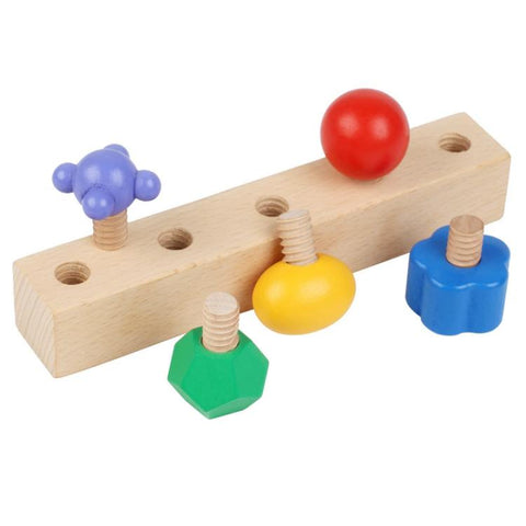 Kid Wooden Screw Matching Game Montessori Nut Bolt Disassembly Toy, Shape, Five-pin