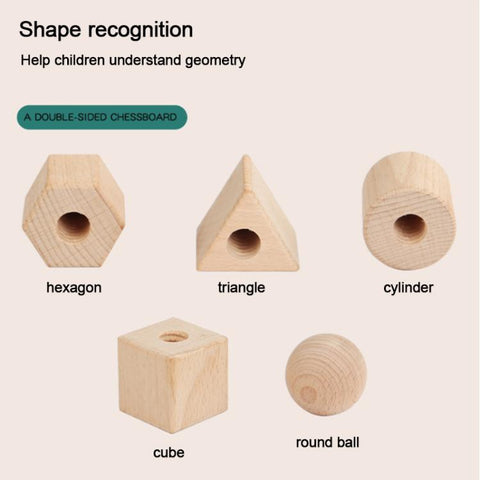 Kid Wooden Screw Matching Game Montessori Nut Bolt Disassembly Toy, Shape, Five-pin