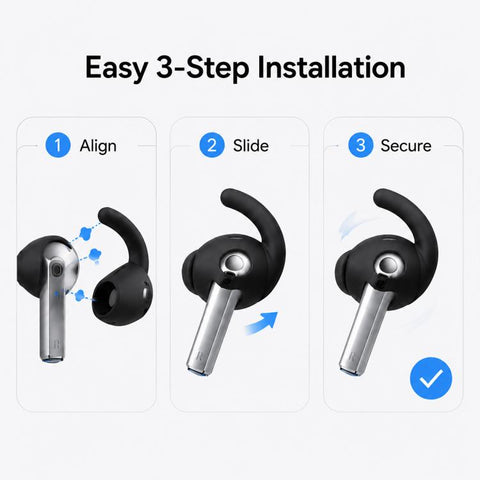 XDcase 3 Pairs Silicone Anti-slip Sports Ear Caps with Storage Case & Carabiner, For Galaxy Buds3 Pro