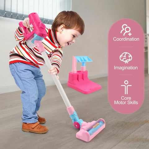 Children Pretend Play Electric Simulation Sound and Light Vacuum Cleaner with Base, with Base