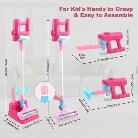 Children Pretend Play Electric Simulation Sound and Light Vacuum Cleaner with Base, with Base