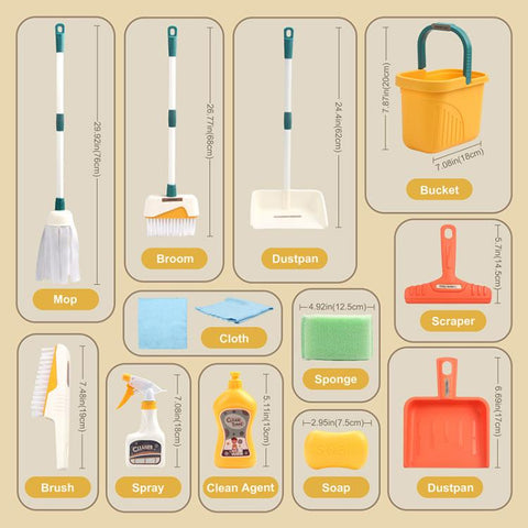 Children Pretend Play Simulation Mini Cleaning Kit, 6801-49 12pcs / Set, 12pcs / Set, 10pcs / Set