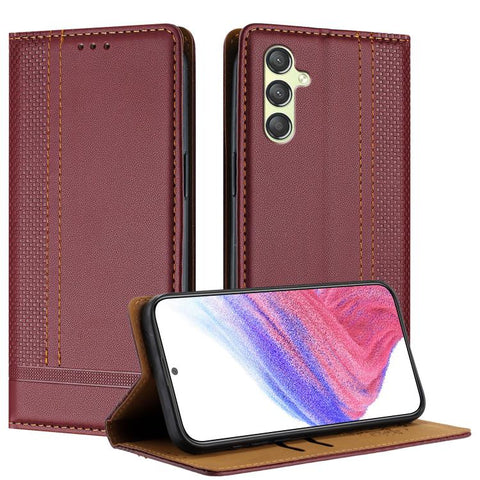 Stitching Design Scratch-Resistant Vegan Leather Phone Case, For Galaxy A35 5G, For Galaxy A05, For Galaxy A05s, For Galaxy A25 5G, For Galaxy A24 4G, For Galaxy A34 5G