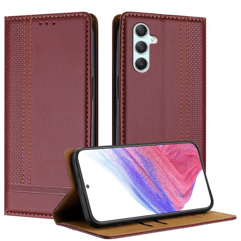 Stitching Design Scratch-Resistant Vegan Leather Phone Case, For Galaxy A35 5G, For Galaxy A05, For Galaxy A05s, For Galaxy A25 5G, For Galaxy A24 4G, For Galaxy A34 5G