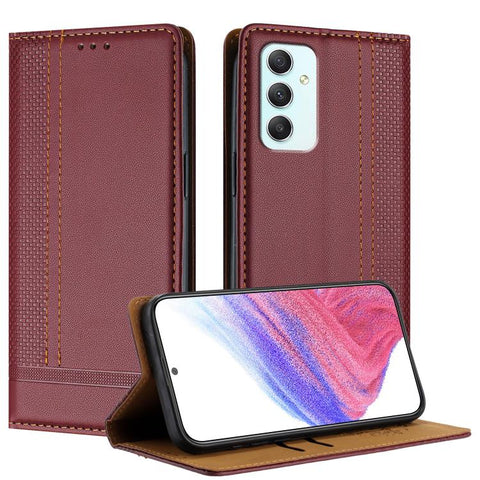 Stitching Design Scratch-Resistant Vegan Leather Phone Case, For Galaxy A35 5G, For Galaxy A05, For Galaxy A05s, For Galaxy A25 5G, For Galaxy A24 4G, For Galaxy A34 5G
