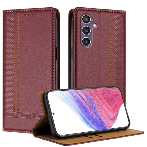 Stitching Design Scratch-Resistant Vegan Leather Phone Case, For Galaxy S24 5G, For Galaxy S23 FE 5G, For Galaxy S23 Ultra 5G, For Galaxy S23+ 5G, For Galaxy S23 5G