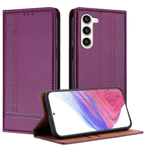 Stitching Design Scratch-Resistant Vegan Leather Phone Case, For Galaxy S24 5G, For Galaxy S23 FE 5G, For Galaxy S23 Ultra 5G, For Galaxy S23+ 5G, For Galaxy S23 5G