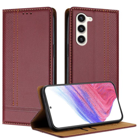 Stitching Design Scratch-Resistant Vegan Leather Phone Case, For Galaxy S24 5G, For Galaxy S23 FE 5G, For Galaxy S23 Ultra 5G, For Galaxy S23+ 5G, For Galaxy S23 5G