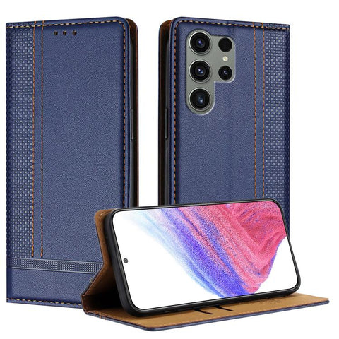 Stitching Design Scratch-Resistant Vegan Leather Phone Case, For Galaxy S24 5G, For Galaxy S23 FE 5G, For Galaxy S23 Ultra 5G, For Galaxy S23+ 5G, For Galaxy S23 5G