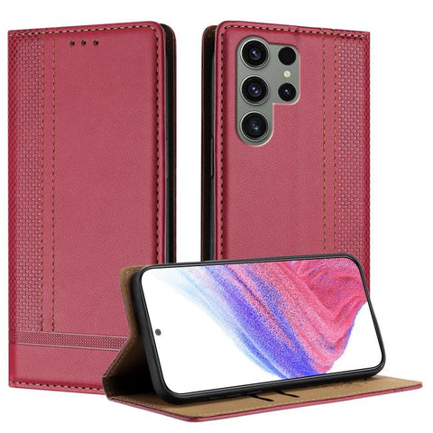 Stitching Design Scratch-Resistant Vegan Leather Phone Case, For Galaxy S24 5G, For Galaxy S23 FE 5G, For Galaxy S23 Ultra 5G, For Galaxy S23+ 5G, For Galaxy S23 5G