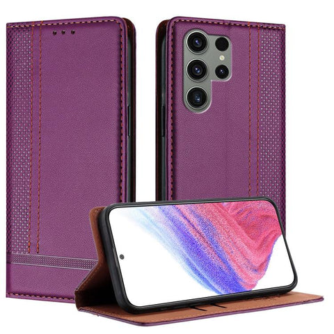 Stitching Design Scratch-Resistant Vegan Leather Phone Case, For Galaxy S24 5G, For Galaxy S23 FE 5G, For Galaxy S23 Ultra 5G, For Galaxy S23+ 5G, For Galaxy S23 5G